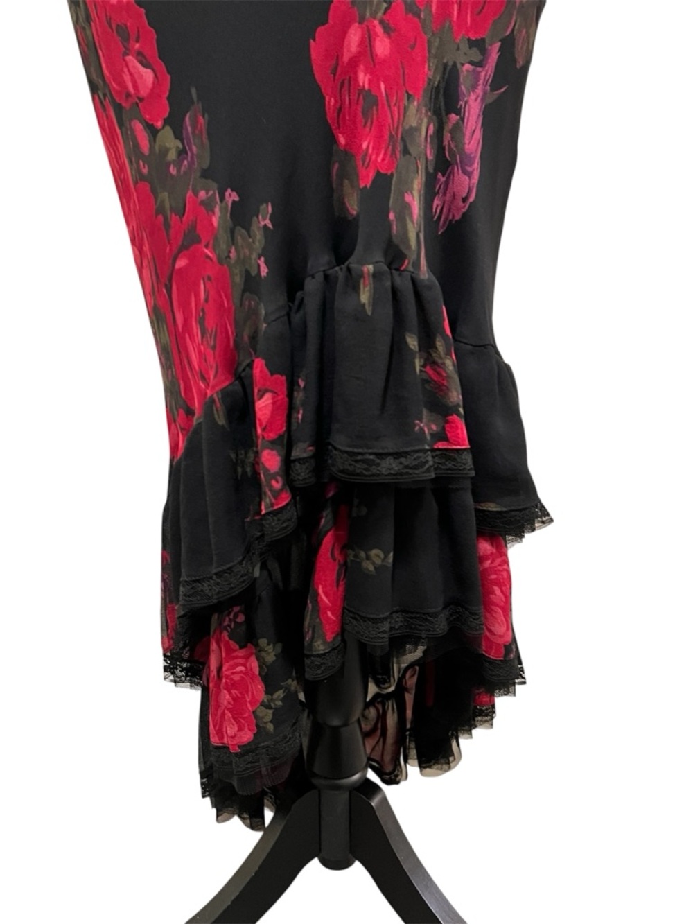 Vintage Betsey Johnson New York Silk Sheer Mesh & Lace Floral Mermaid Slip Dress - Picture 6 of 12
